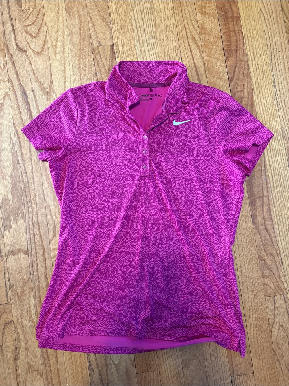 Nike Hot Pink Patterned Golf Polo with  White Swoosh